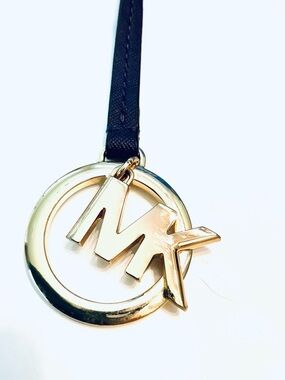 MICHAEL KORS, Golden Bag Charm with Dark Purple Leather Strap